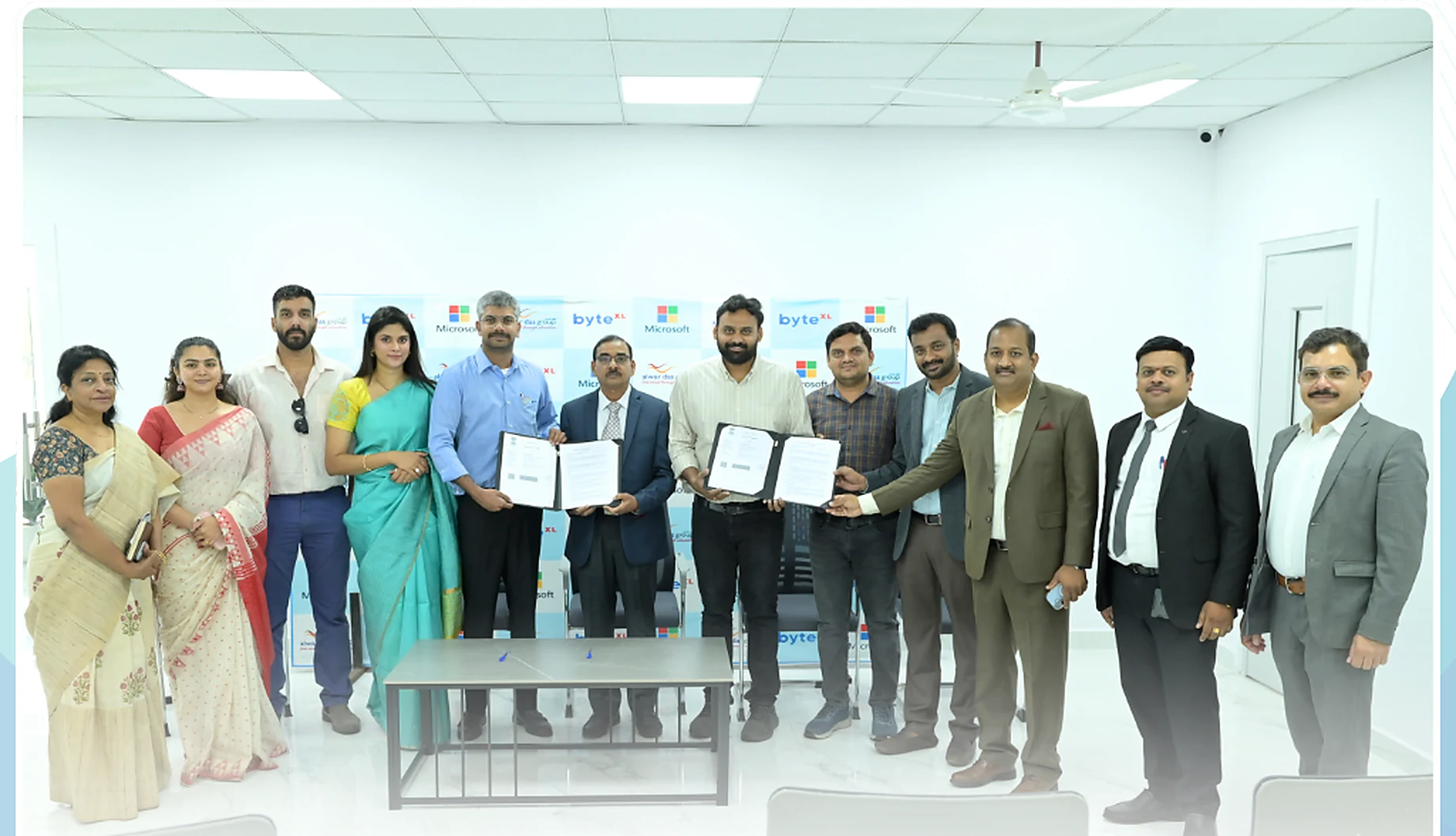 Complete group photograph of Alwardas Group and industry representatives at the collaboration event